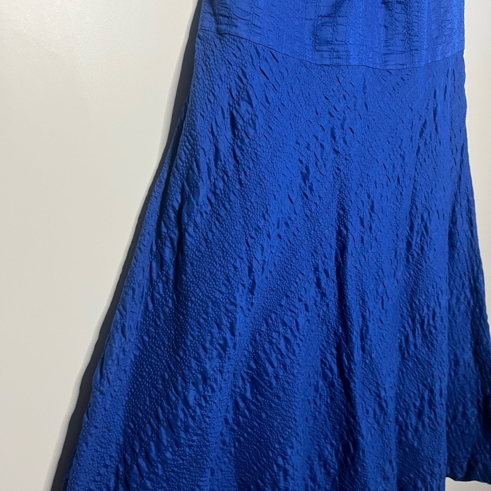 J.Crew 2008 Vintage Cobalt Blue 100% Cotton Halter Midi Dress - Picture 6 of 10